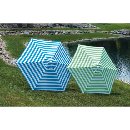 Outdoor Expressions 7.5 Ft. Tilt/Crank Green Striped Patio Umbrella