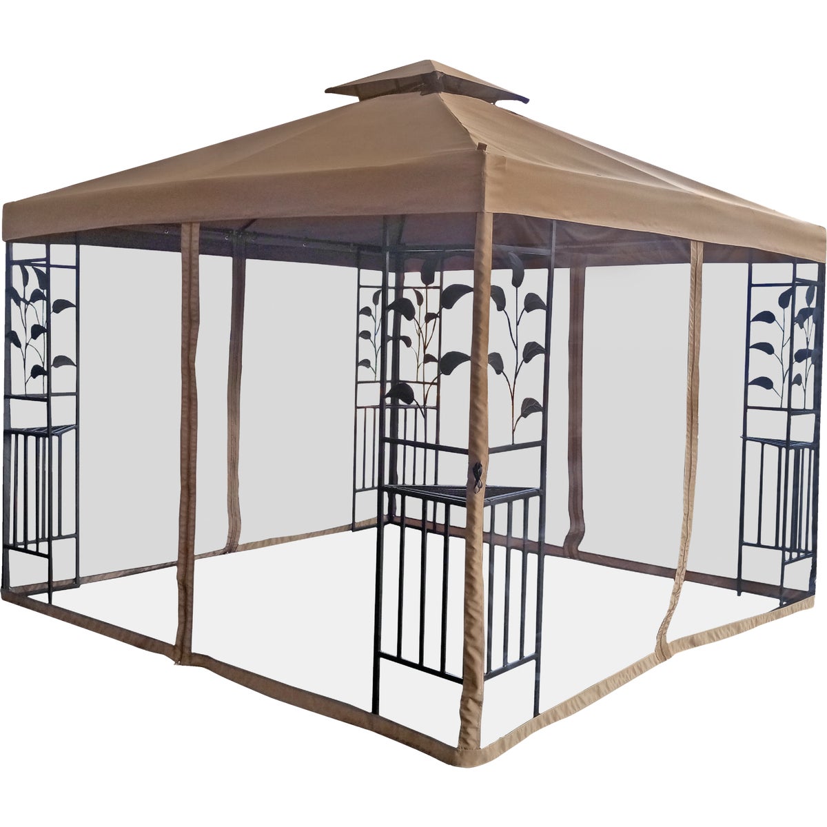 Outdoor Expressions 12 Ft. x12 Ft. Brown Steel Gazebo