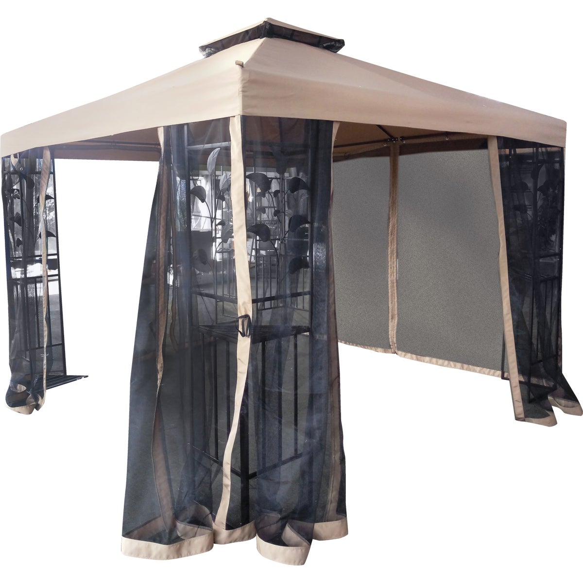 Outdoor Expressions 12 Ft. x12 Ft. Brown Steel Gazebo