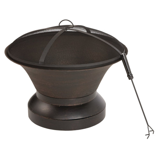 Outdoor Expressions 26 In. Antique Bronze Round Cast Iron Fire Pit