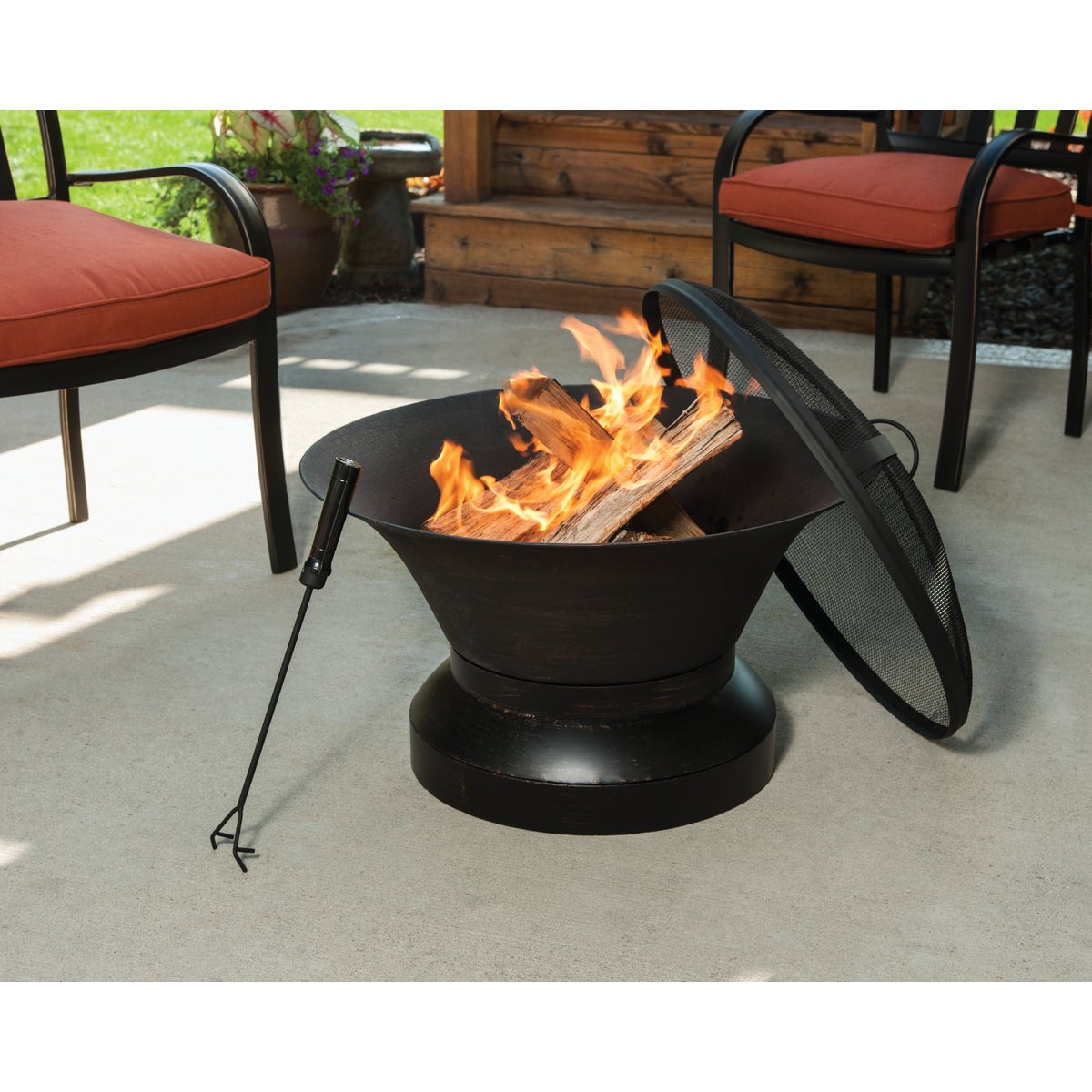 Outdoor Expressions 26 In. Antique Bronze Round Cast Iron Fire Pit