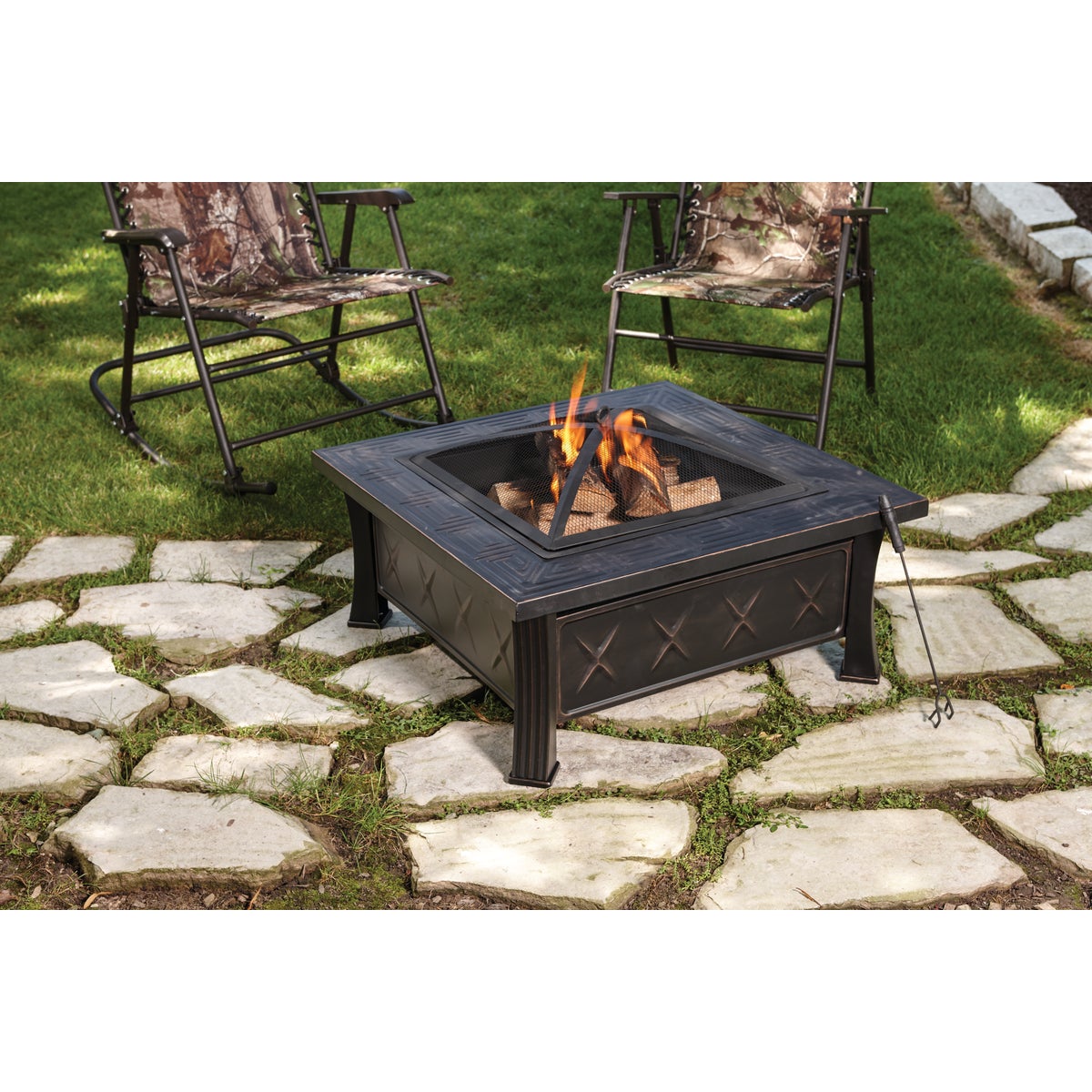 Outdoor Expressions 32 In. Antique Bronze Square Fire Pit