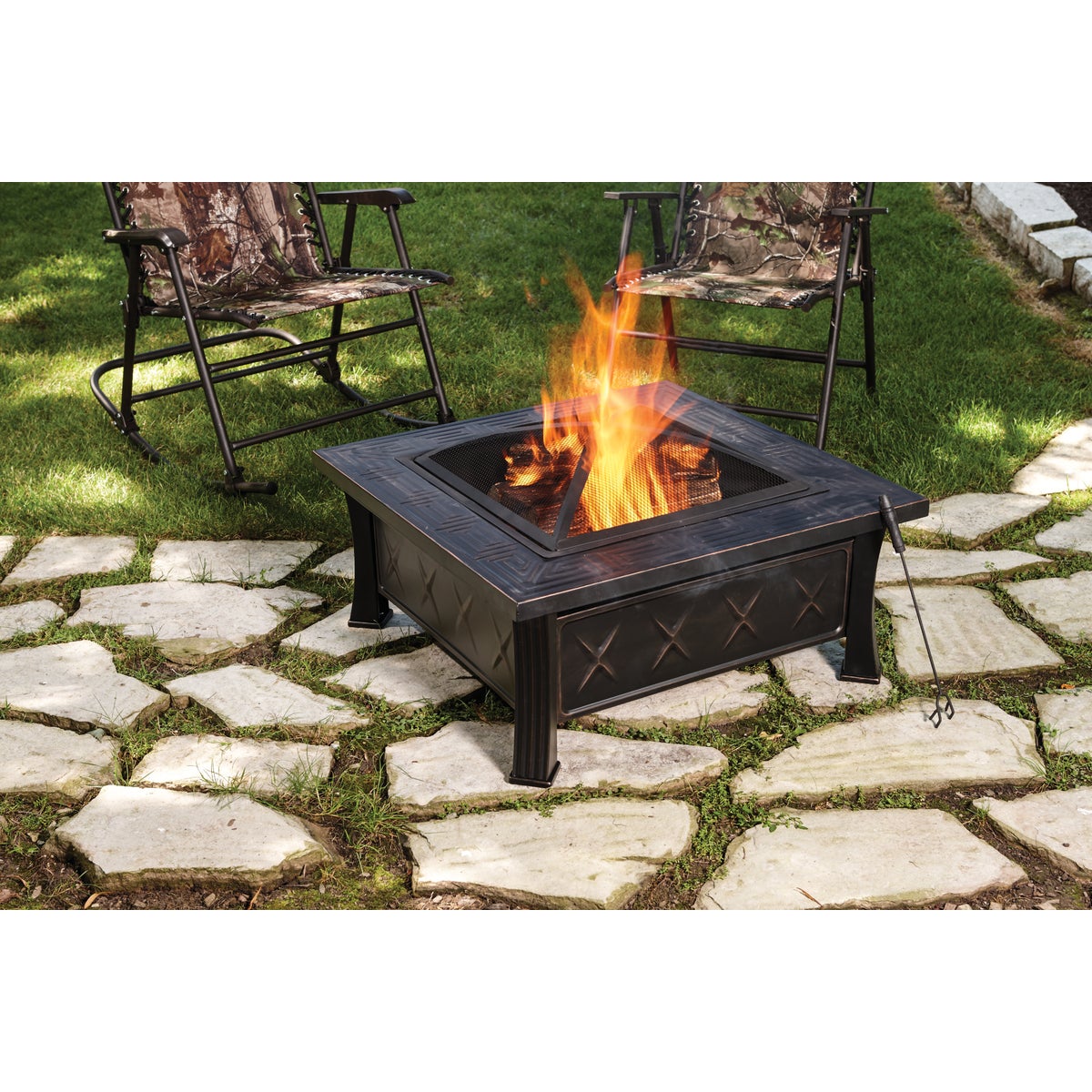 Outdoor Expressions 32 In. Antique Bronze Square Fire Pit