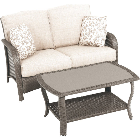 Pacific Casual Tiara Garden 2-Person Love Seat with Coffee Table