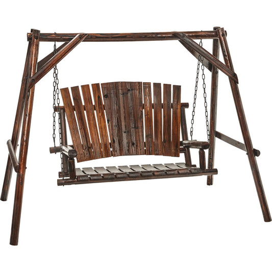 Char-Log 2-Person 90 In. W. x 67.5 In. H. x 50 In. D. Charred Wood Patio Swing