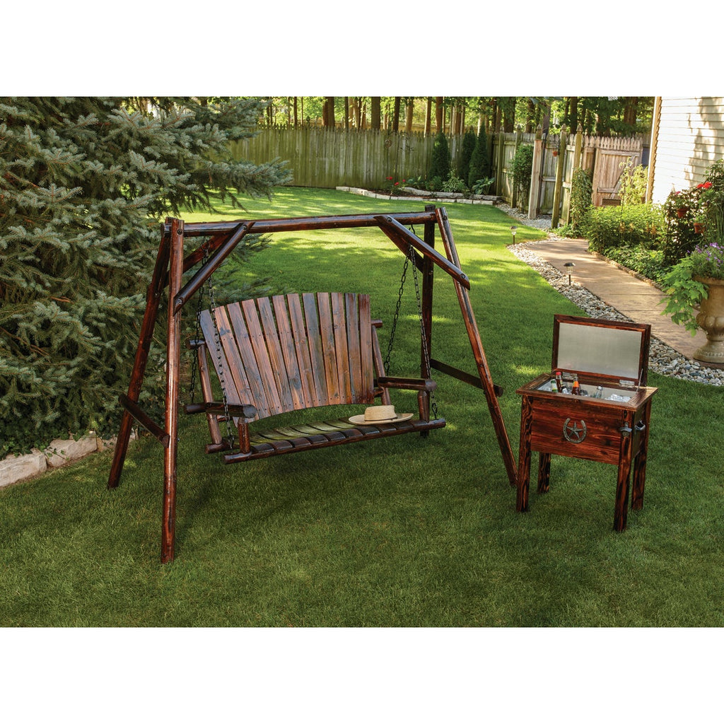 Char-Log 2-Person 90 In. W. x 67.5 In. H. x 50 In. D. Charred Wood Patio Swing
