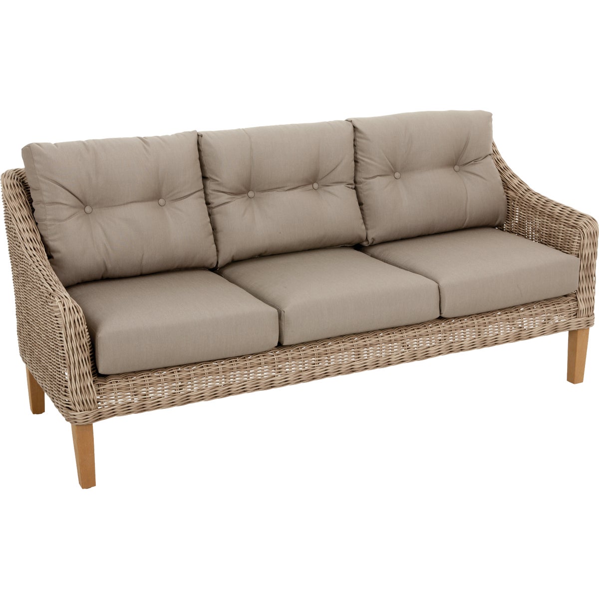 Cambria 3-Person 73 In. W. x 31 In. H. x 29 In. D. Taupe Wicker Sofa