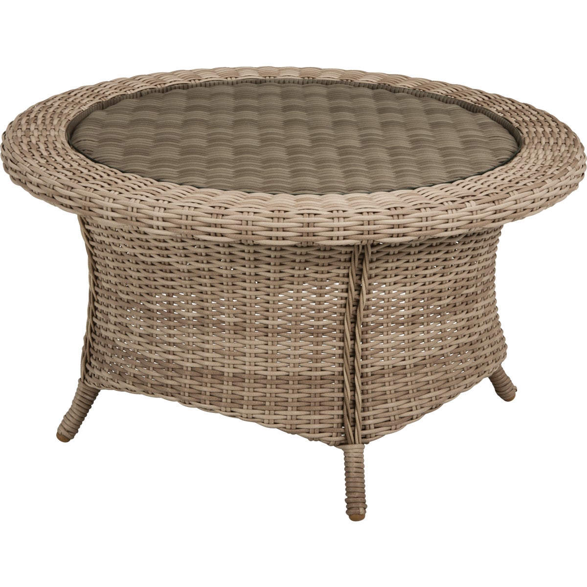 Cambria 37 In. Round Rotating Brown Wicker Table