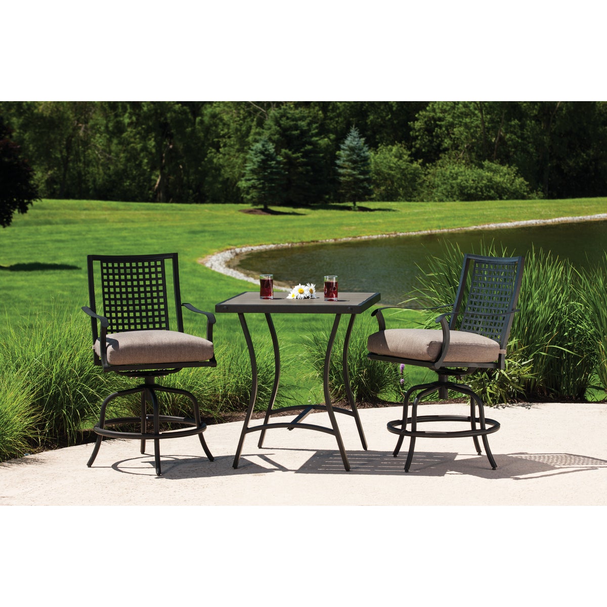 Palazzo 3-Piece Bistro Set with Seat Cushions