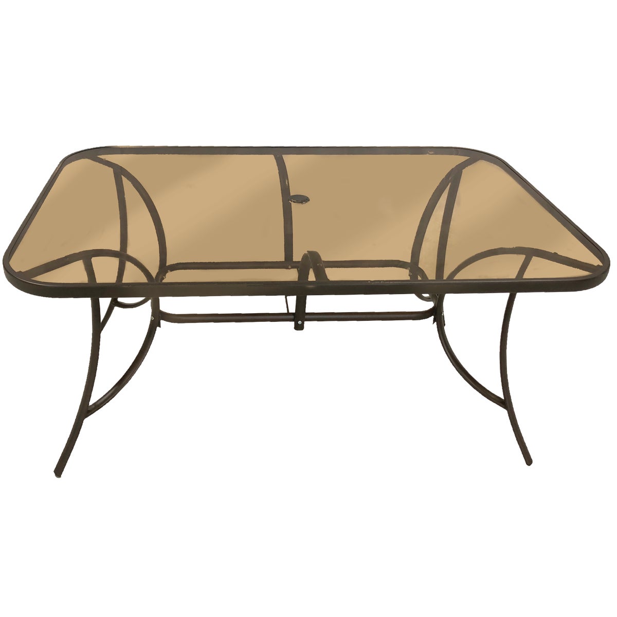 Outdoor Expressions Greenville 38 In. W. x 60 In. L. Rectangle Brown Steel Tinted Glass Table