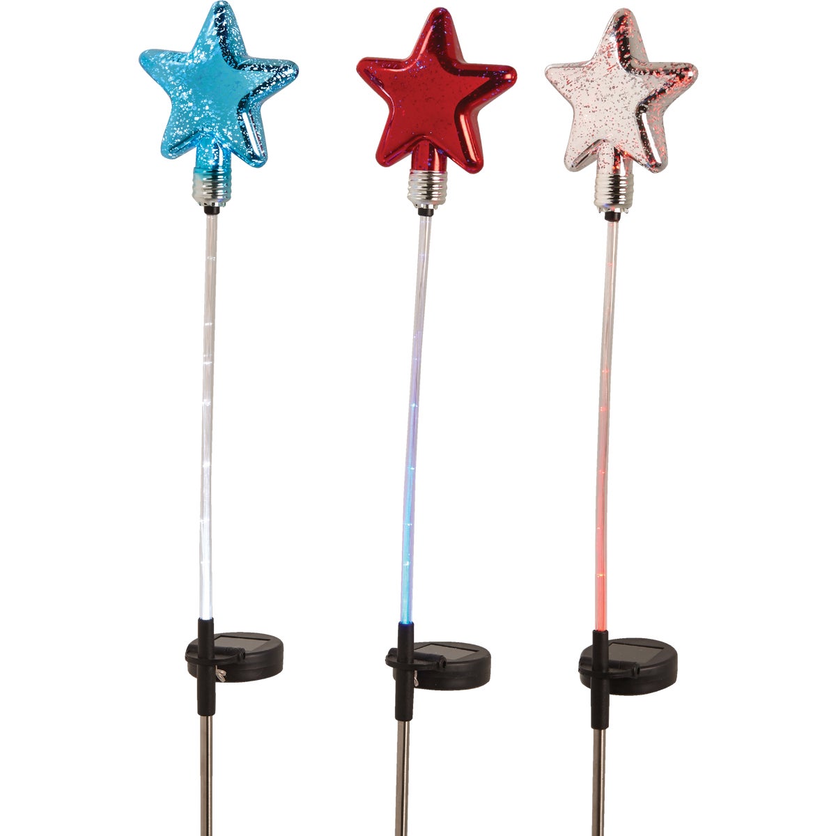 Alpine Solaris Patriotic Glass Star 35 In. H. Solar Stake Light