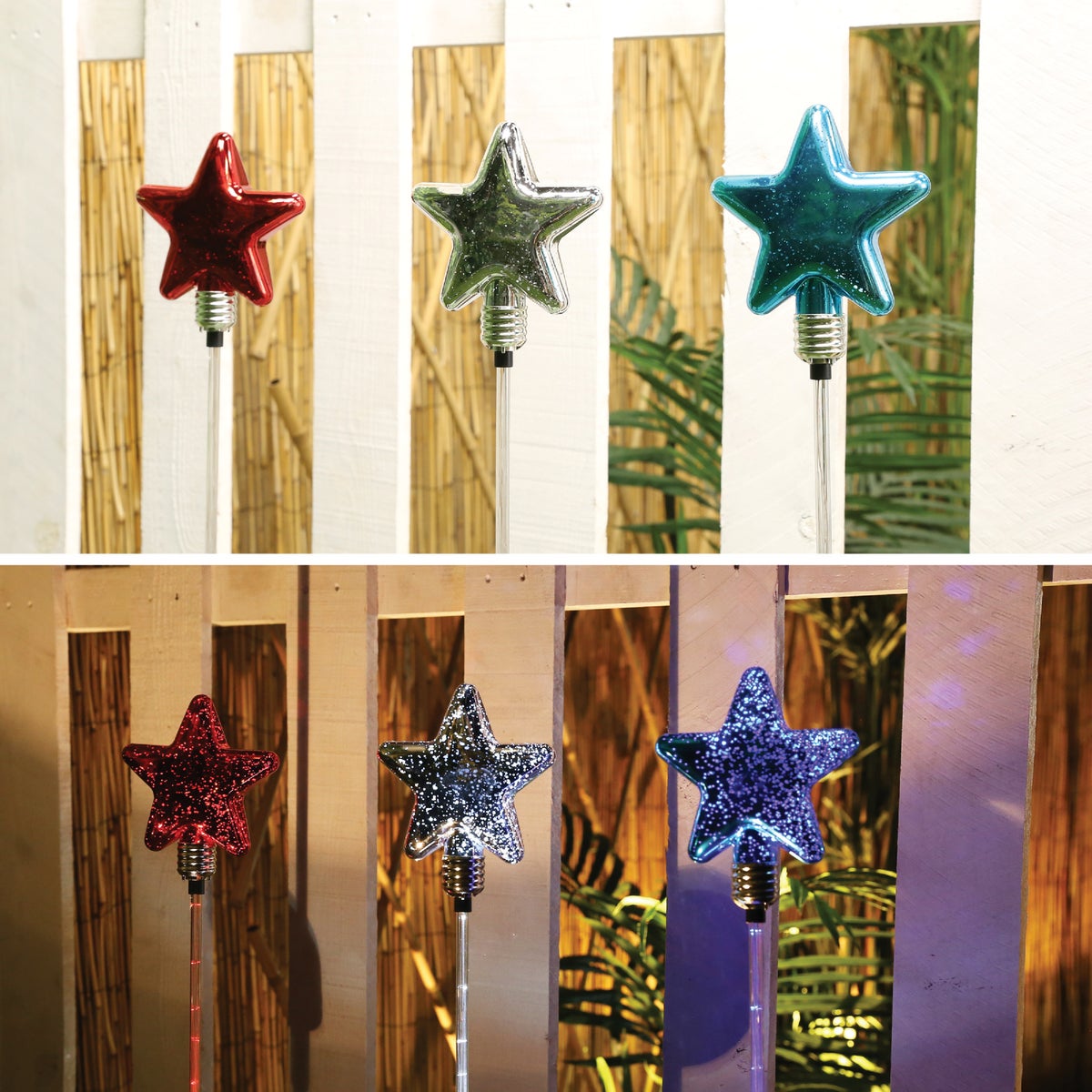 Alpine Solaris Patriotic Glass Star 35 In. H. Solar Stake Light