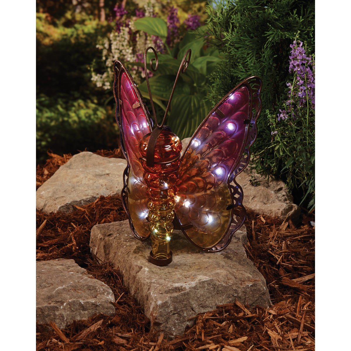Outdoor Expressions 8 In. W. x 11.25 In. H. x 7 In. D. Butterfly Solar Light