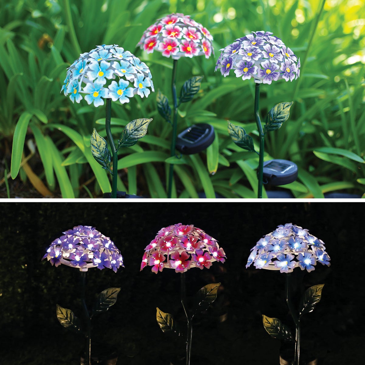 Alpine Solaris Metal Hydrangea 20 In. H. Solar Stake Light