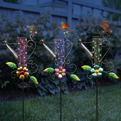 Alpine Solaris Metal, Plastic, & Glass Rain Gauge 39 In. H. Solar Stake Light