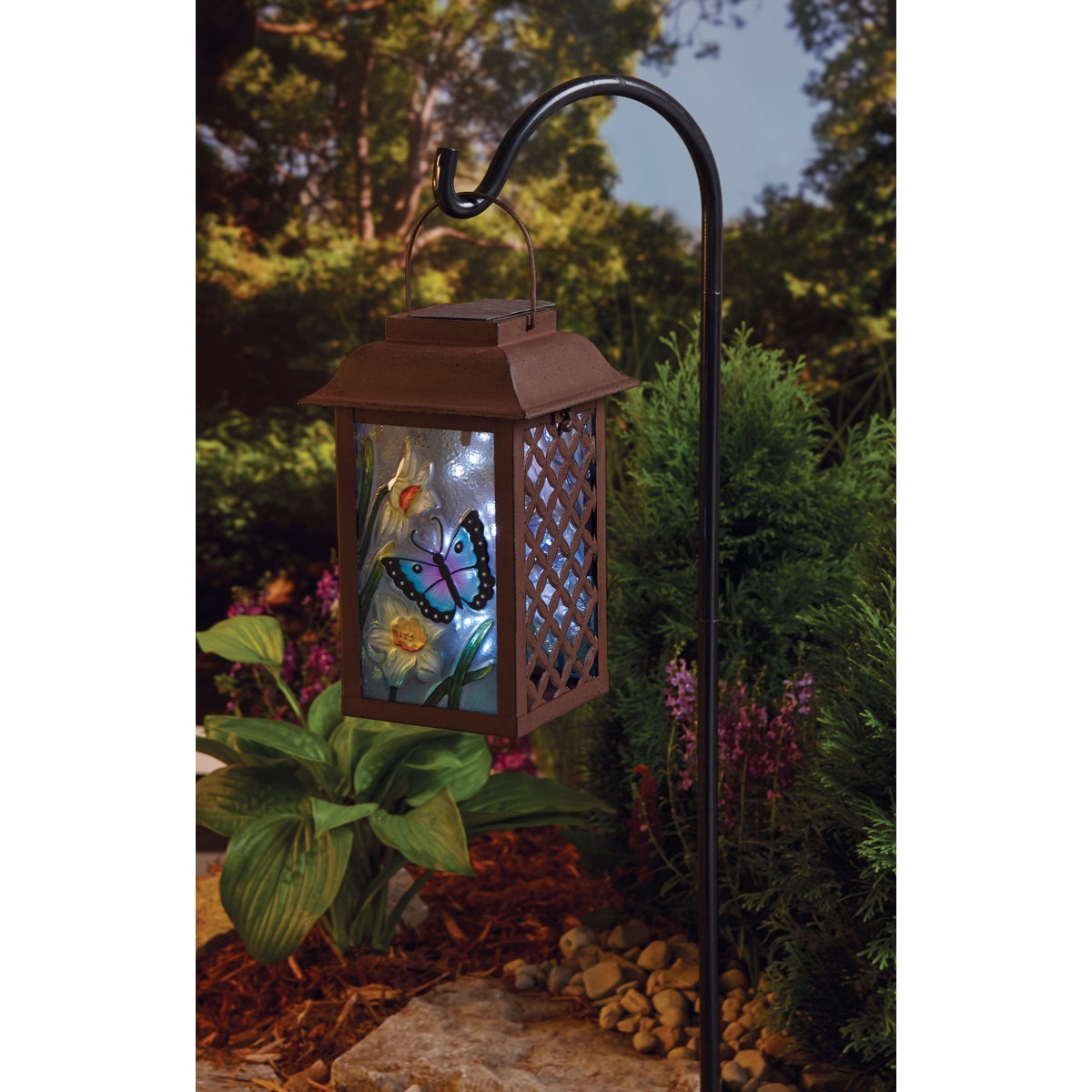 Outdoor Expressions 6 In. W. x 9.5 In. H. x 6 In. D. Solar Patio Latern