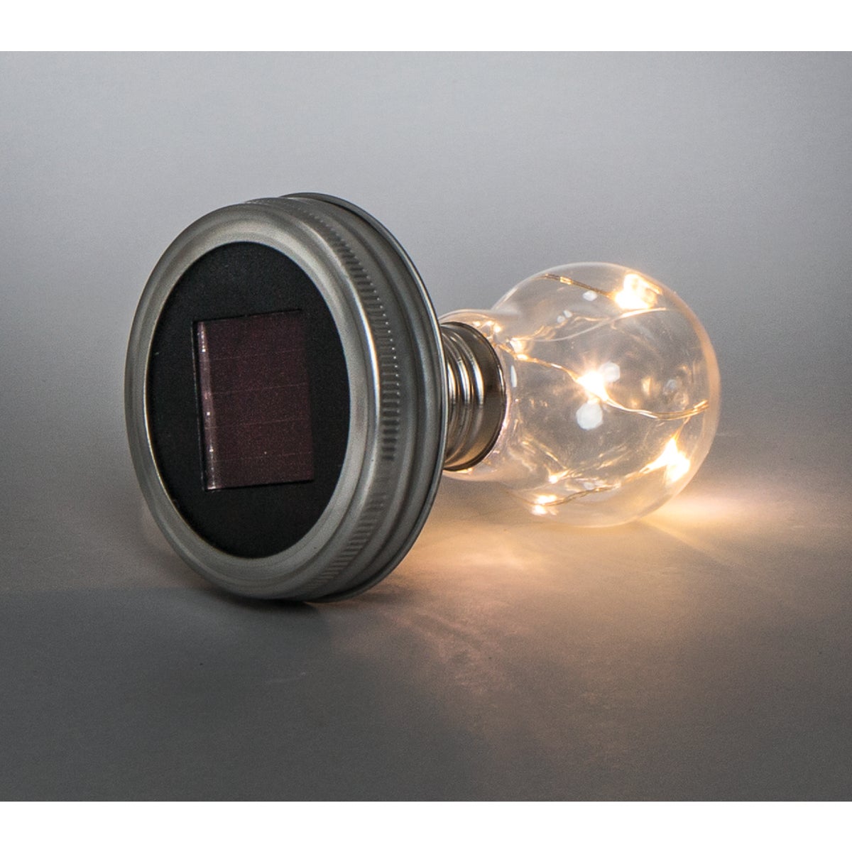 Everlasting Glow Warm White Bulb Metal Solar Mason Jar Lid with Bulb