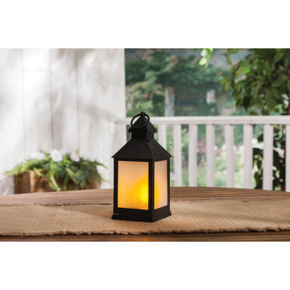 Everlasting Glow 4.13 In W. x 9.25 In. H. x 4.13 In. L. Black Square Patio Lantern