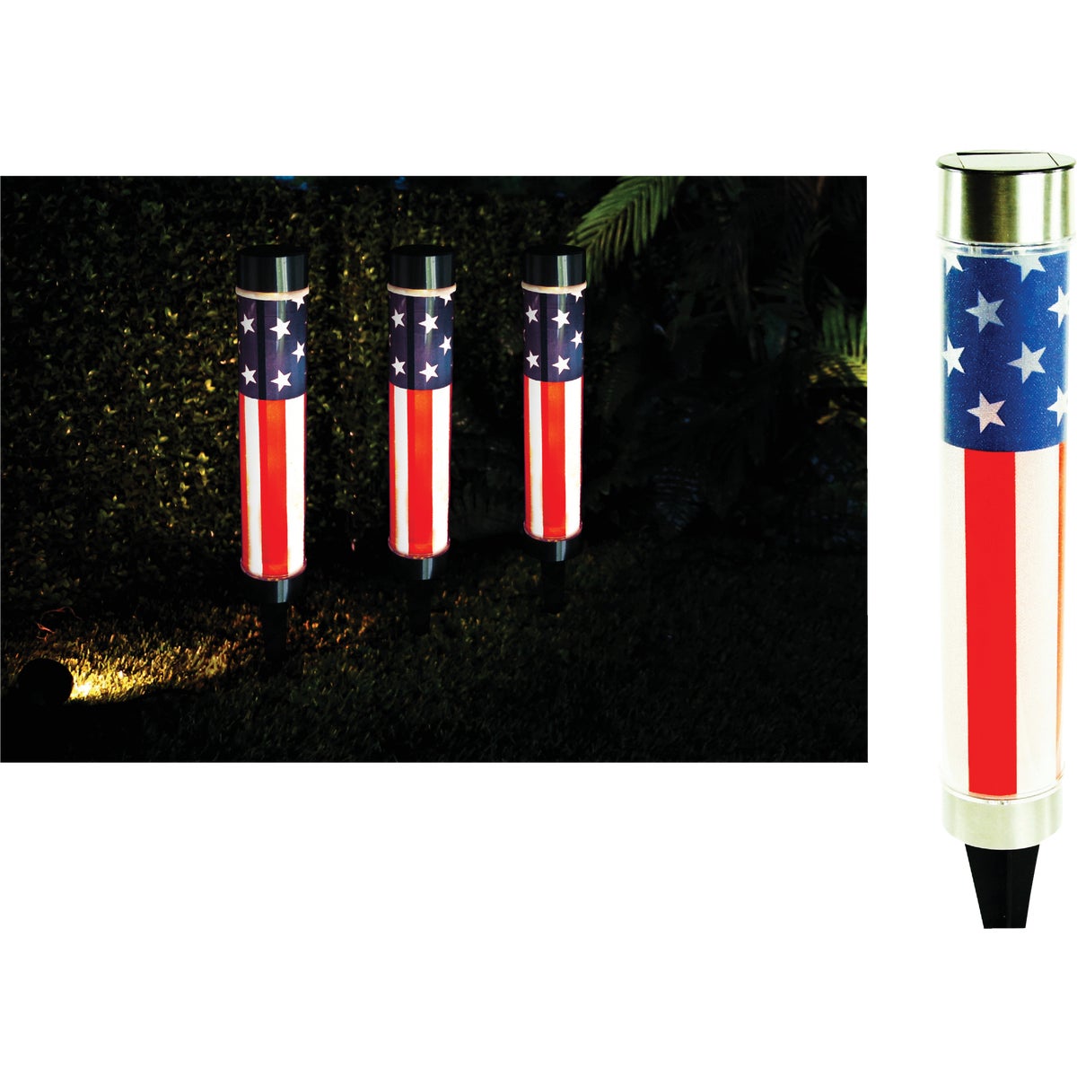 Solaris Patriotic Red, White, & Blue Metal Solar Path Light