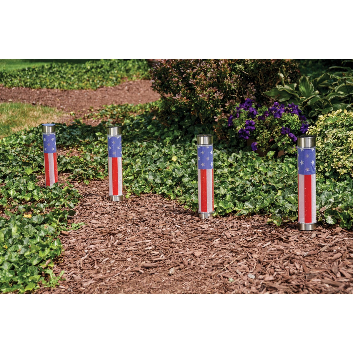 Solaris Patriotic Red, White, & Blue Metal Solar Path Light