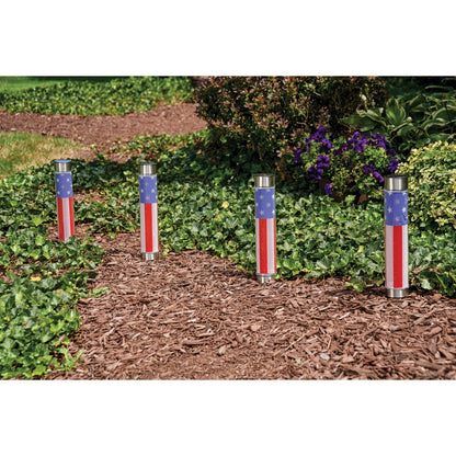Solaris Patriotic Red, White, & Blue Metal Solar Path Light