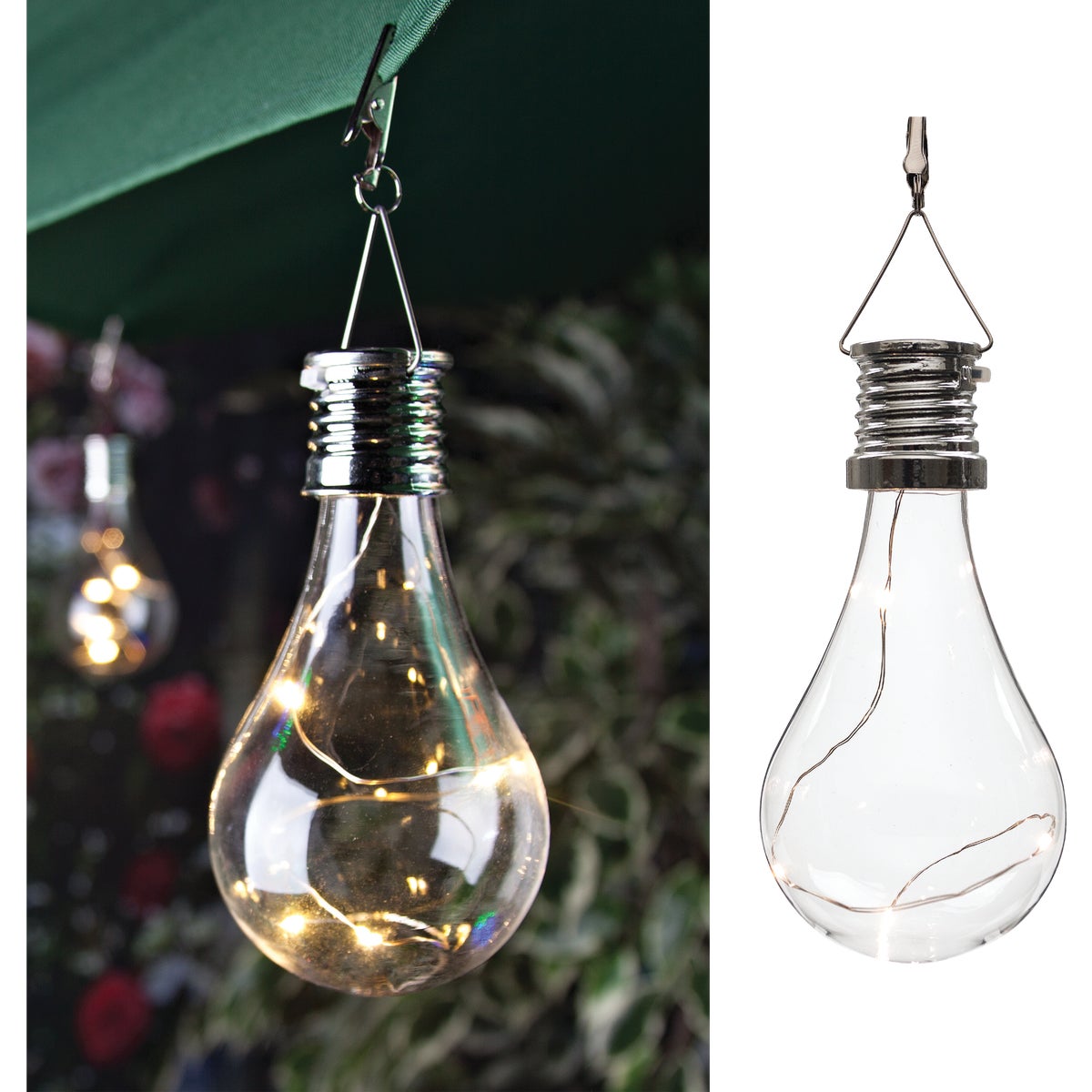 Gerson Everlasting Glow Clear Edison Bulb 5.5 In. H. x 2.75 In. Dia. Solar Light