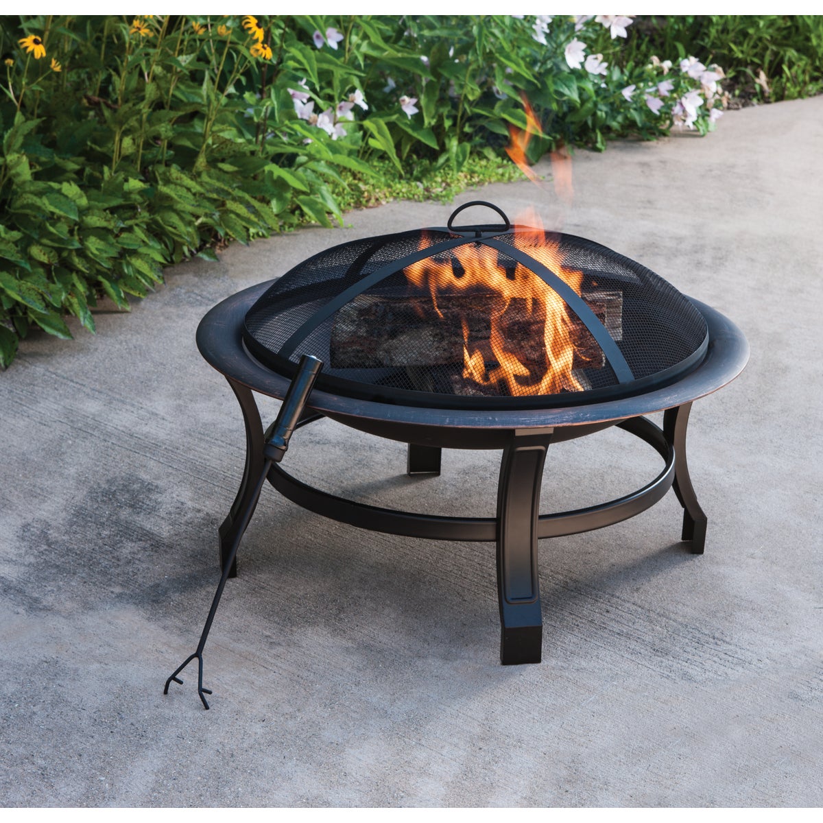 Outdoor Expressions 30 In. Antique Bronze Round Steel Fire Pit