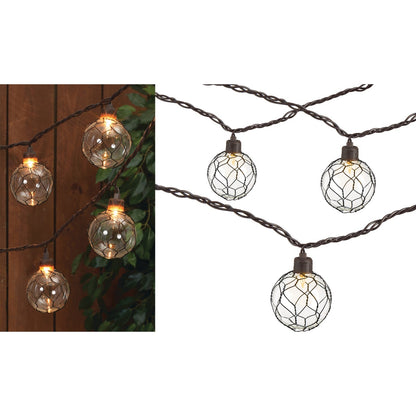 Gerson 8.5 Ft. 10-Light Clear Black Chicken Wire Globe String Lights
