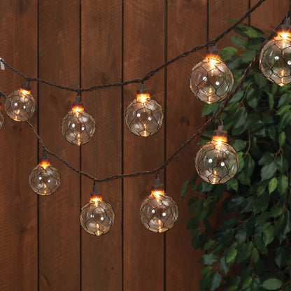Gerson 8.5 Ft. 10-Light Clear Black Chicken Wire Globe String Lights