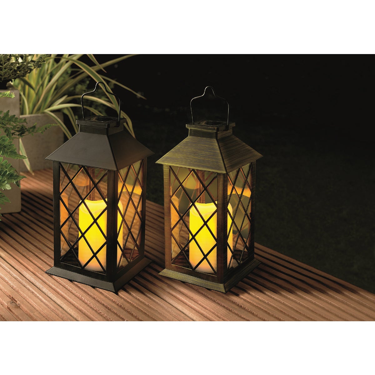 Gardman Cole and Bright 5.5 In. W. x 11 In. H. x 5.5 In. D. Amber Candle Light Plastic LED Solar Lantern