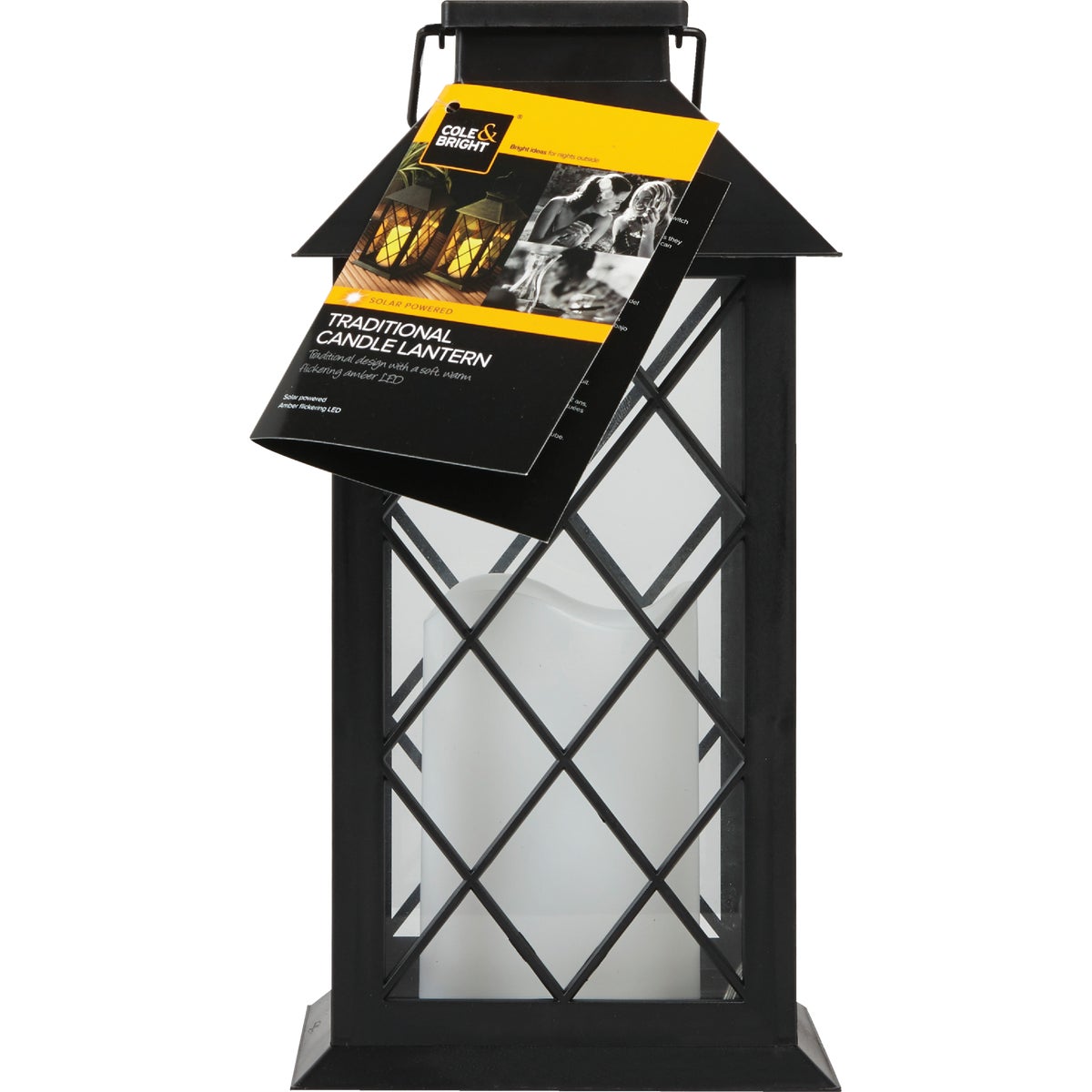 Gardman Cole and Bright 5.5 In. W. x 11 In. H. x 5.5 In. D. Amber Candle Light Plastic LED Solar Lantern