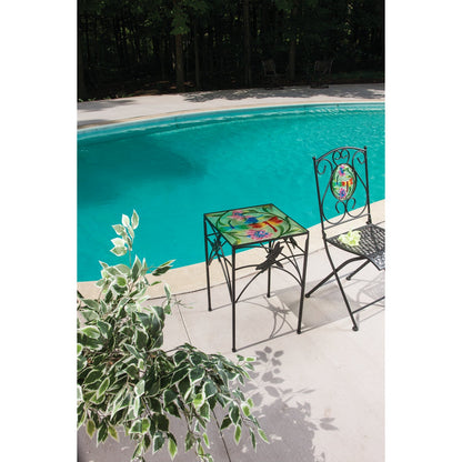 Outdoor Expressions Dragonfly Multi Color 16 In. Square Steel Side Table