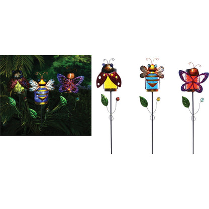 Solaris Glass Insect Jar 38 In. H. Solar Stake Light Lawn Ornament