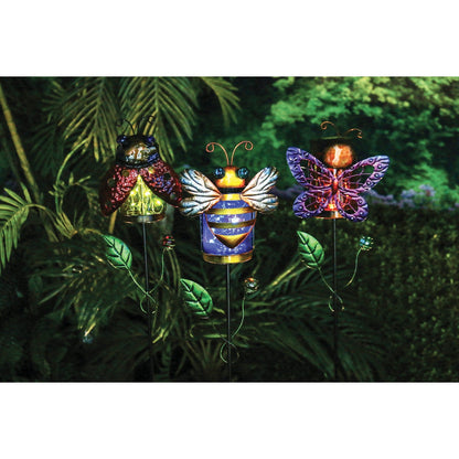 Solaris Glass Insect Jar 38 In. H. Solar Stake Light Lawn Ornament