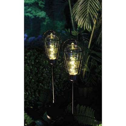 Solaris Metal Cage Edison Style 35 In. H. Solar Stake Light