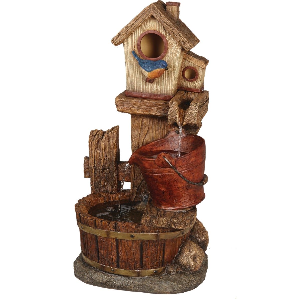 Best Garden 13.5 In. W. x 26.5 In. H. x 10.5 In. L. Polyresin Birdhouse Fountain