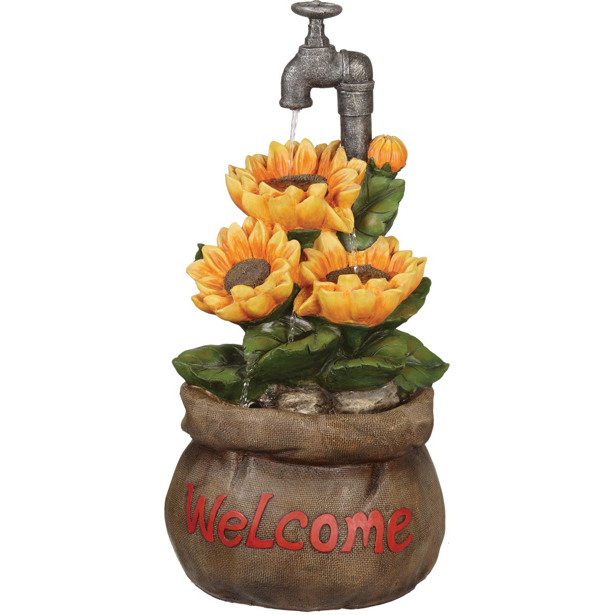 Best Garden 13 In. W. x 28 In. H. x 13 In. L. Polyresin Sunflower Fountain