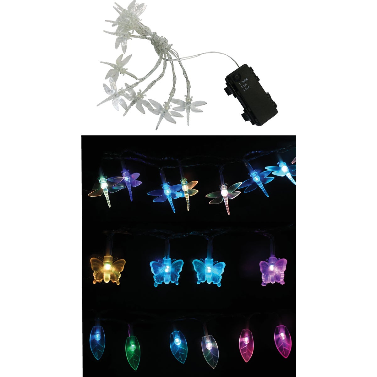 Alpine 5 Ft. 10-Light Clear Color-Changing Insect String Lights