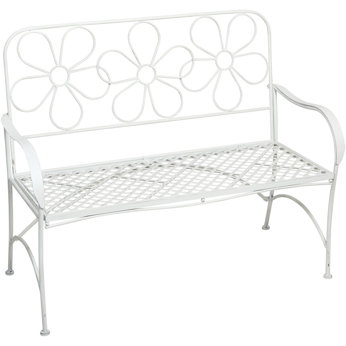 Alpine 45 In. L. White Iron Daisy Bench