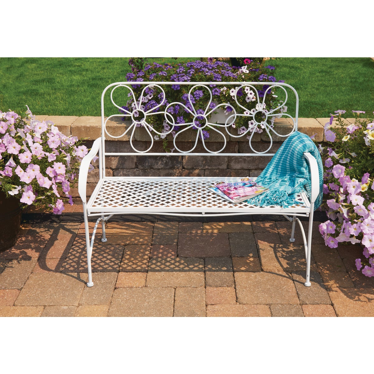 Alpine 45 In. L. White Iron Daisy Bench