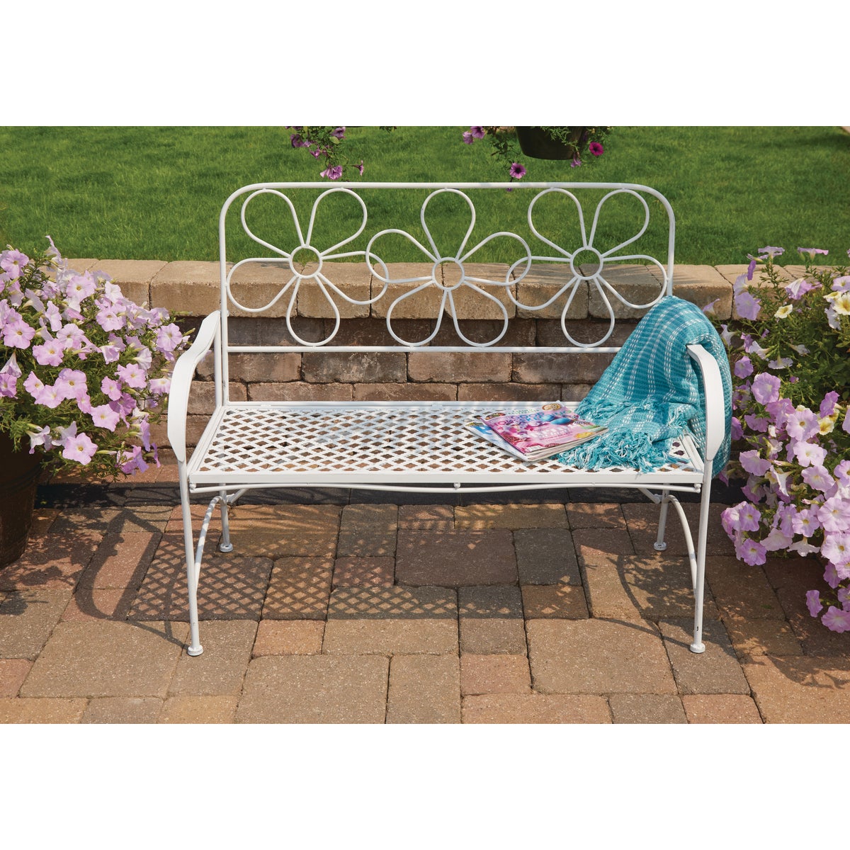 Alpine 45 In. L. White Iron Daisy Bench