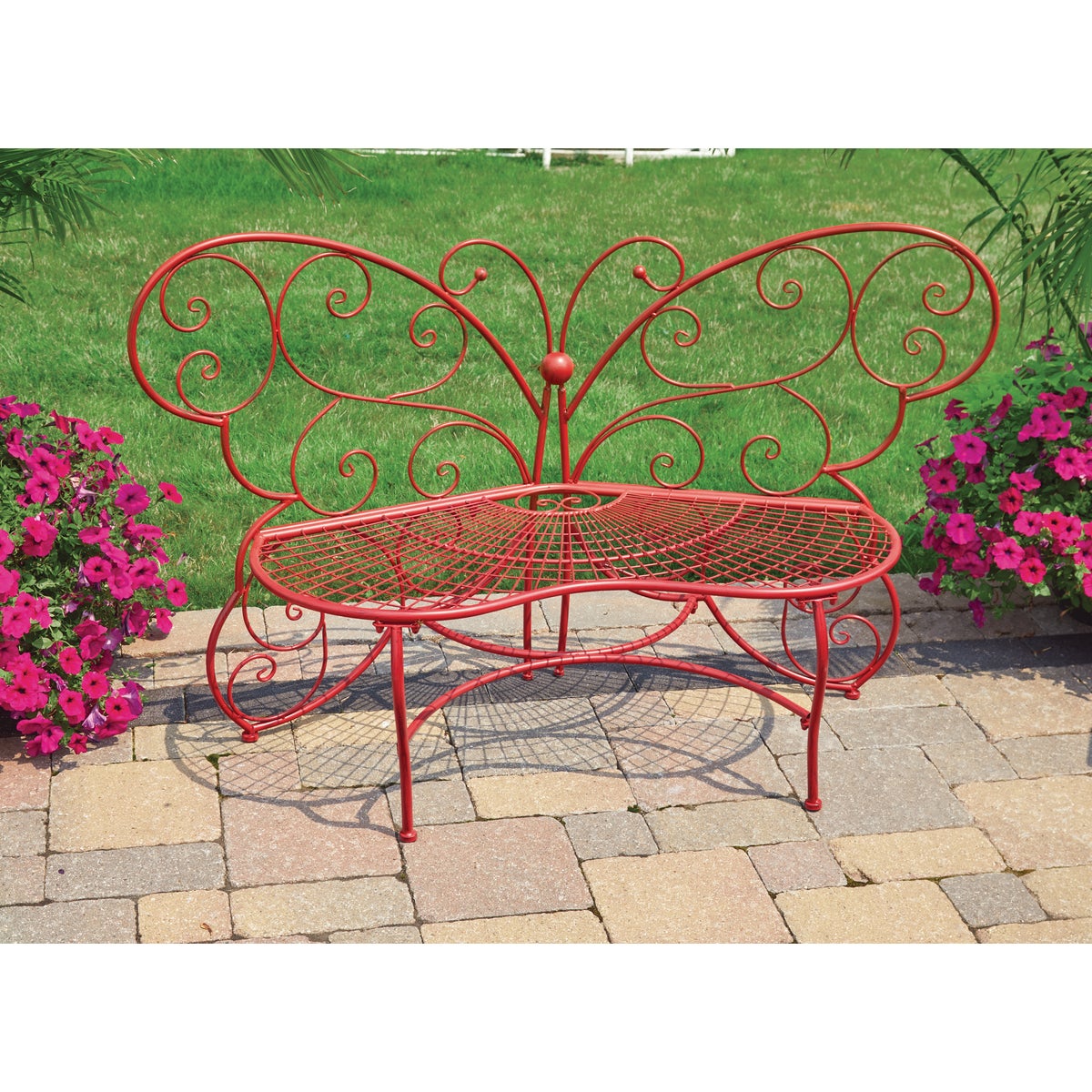 Alpine 61 In. L. Red Iron Butterfly Bench