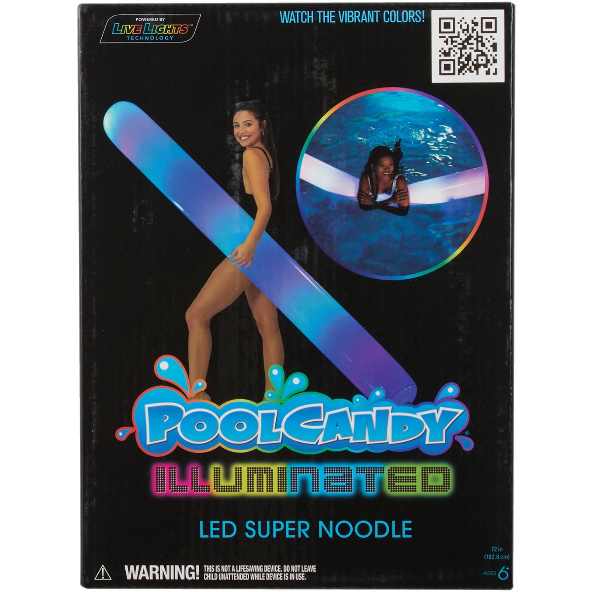 PoolCandy 72 In. Illuminated Giant Color Changing LED Super Pool Noodle Water Toy