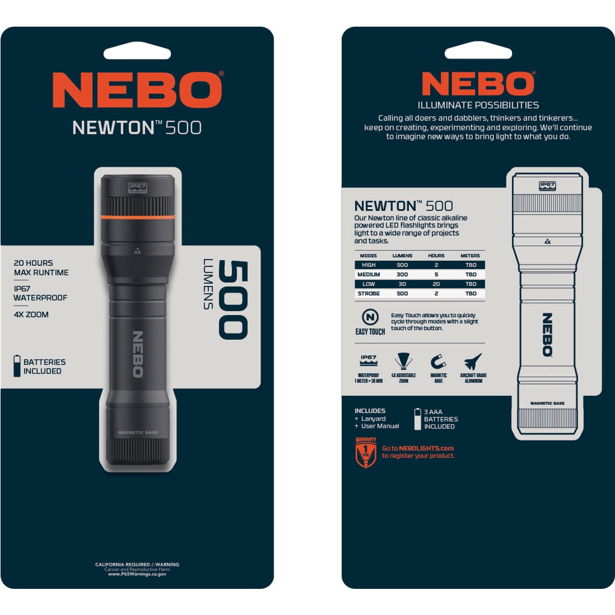 Nebo Newton 500 Lm. 3AAA LED Flashlight