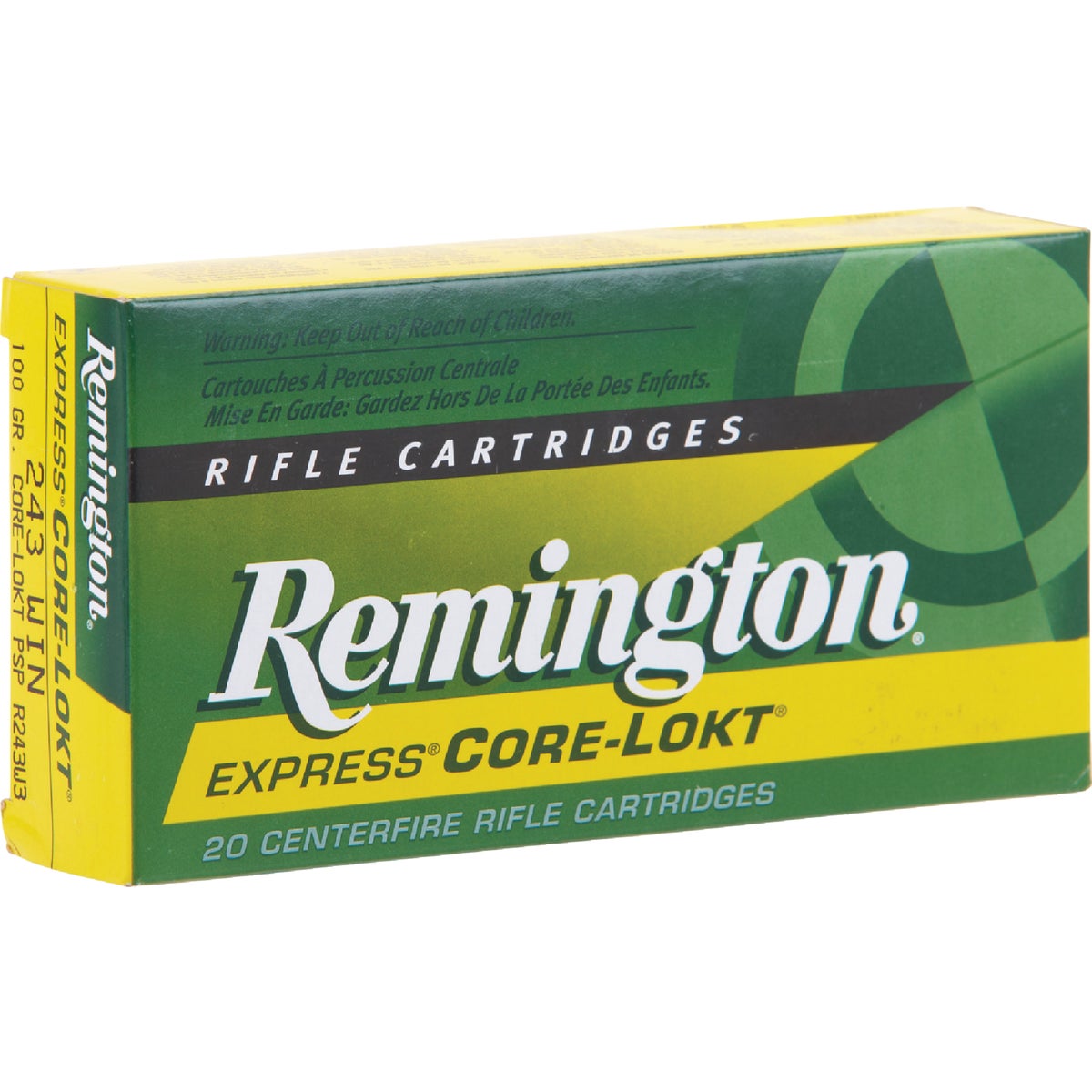 Remington .243 Winchester 100 Grain PSP Core-Lokt Centerfire Ammunition Cartridges