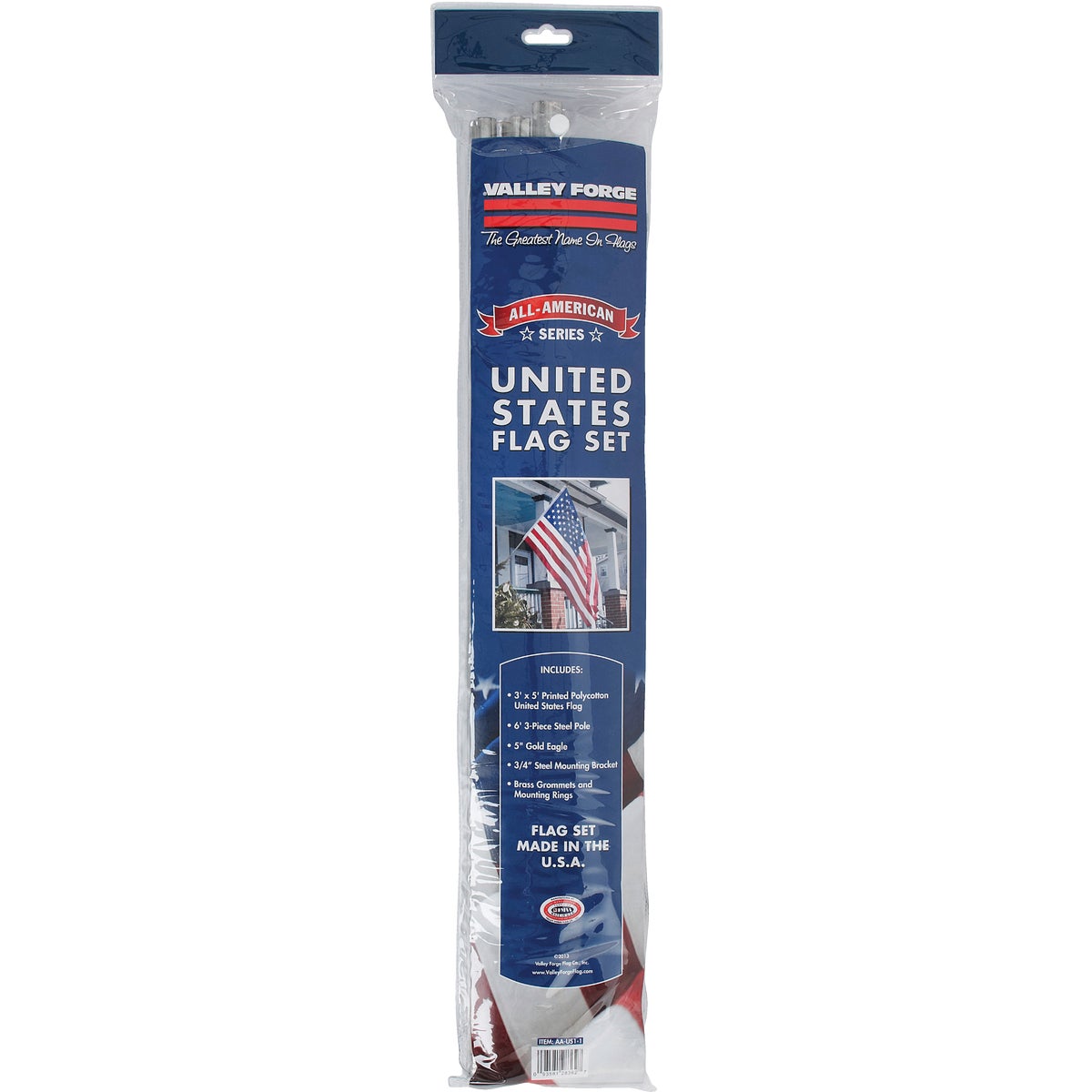 Valley Forge 3 Ft. x 5 Ft. Polycotton American Flag & 6 Ft. Pole Kit