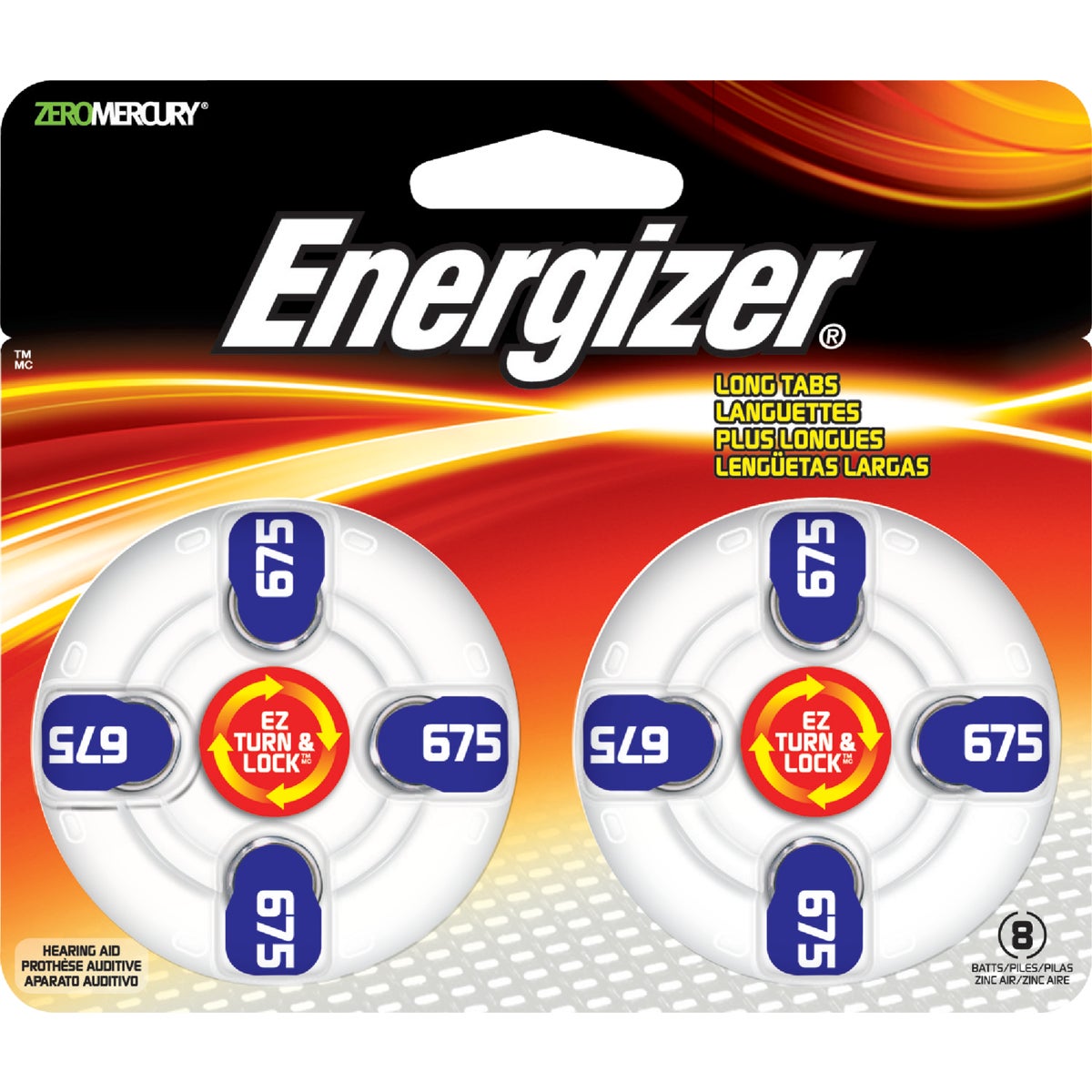 Energizer EZ Turn & Lock 675 Hearing Aid Battery (8-Pack)