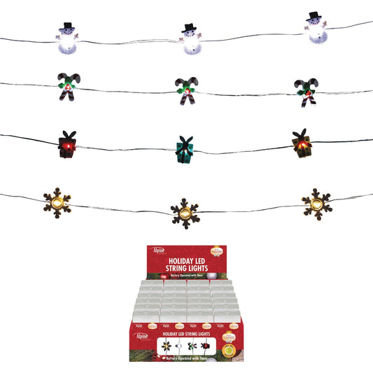 Alpine 10-Light LED Holiday Battery Operated String Light Set