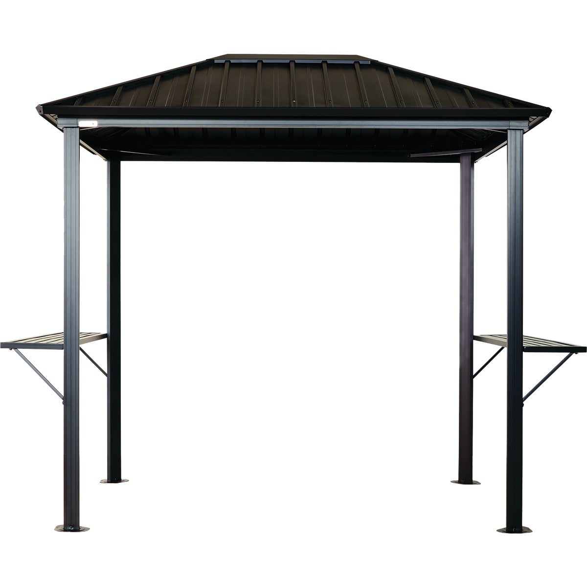 Sojag Dakota 6 Ft. x 8 Ft. Brown Powder-Coated Metal Grill Gazebo with Shelves