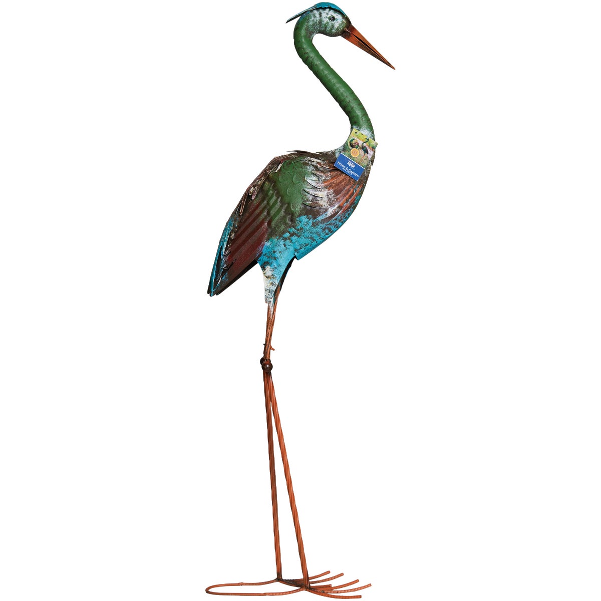 Alpine 40 In. H. Rustic Metal Standing Crane Lawn Statue